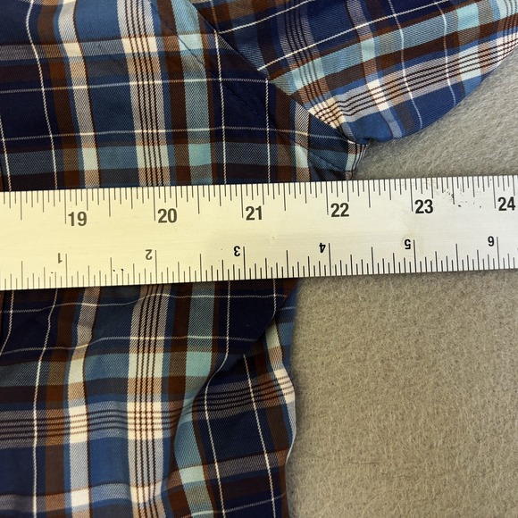 Peter Millar Shirt Mens Medium M Blue Plaid Button Down Long Sleeve 100% Cotton - Picture 5 of 8